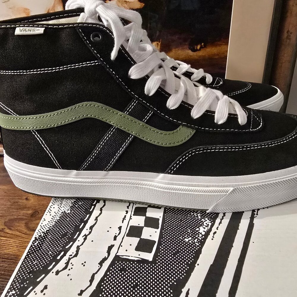 Vans Crockett High Black / Green Shoes Skate Men's Size 12 VN000ECHYJ7 NEW